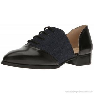 Nine West black & denim oxfords, size 8.5